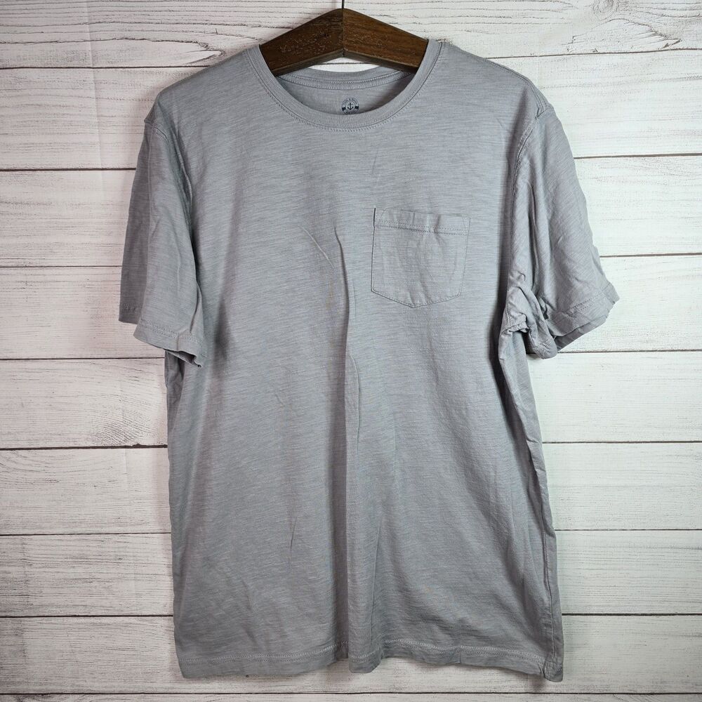 Yacht And Smith Gray Cotton Crew Neck Pocket T-Shirt Short Sleeve Sz Large